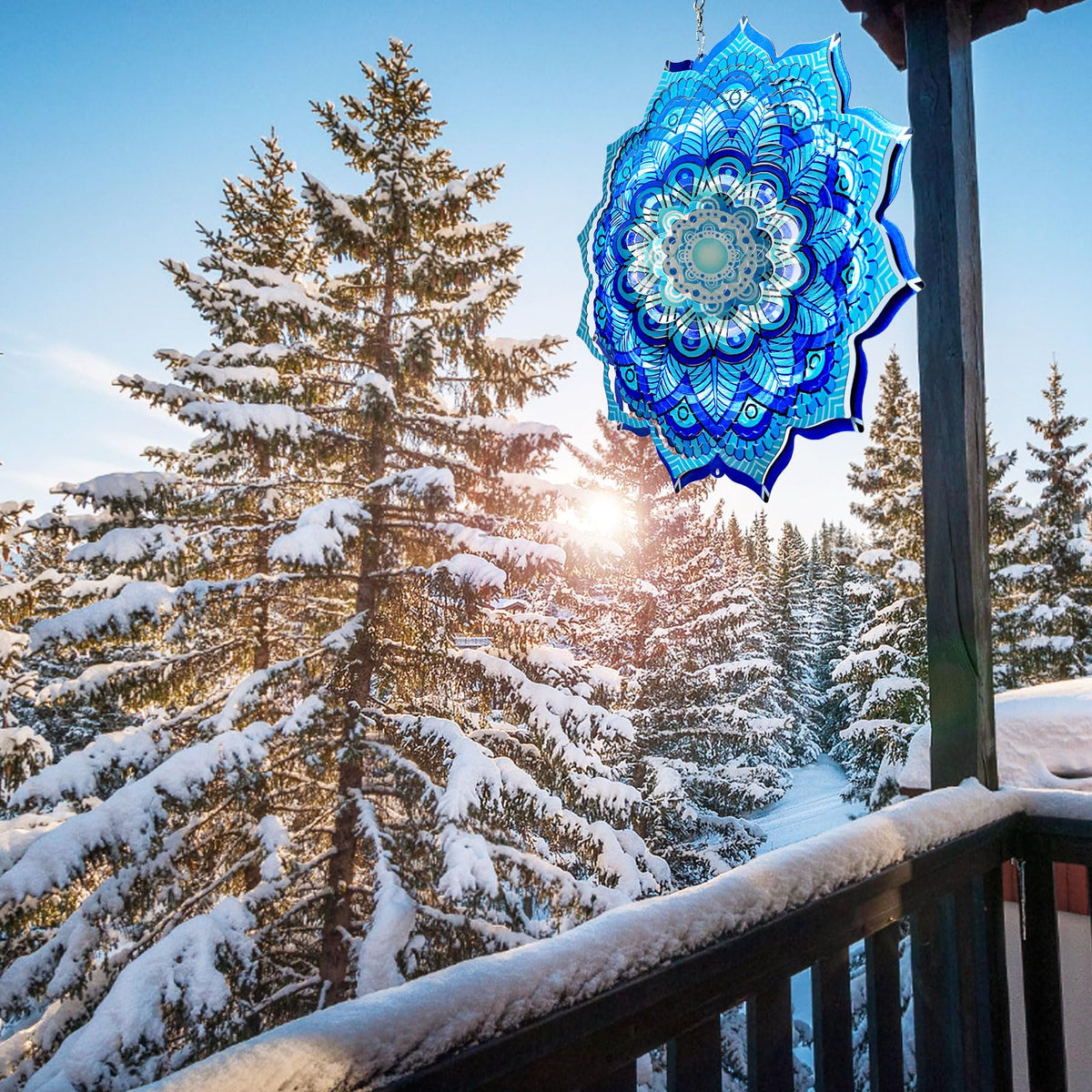 Wind Spinner Mandala Rich Blue 3D Metal Wind Spinners (Mandala Rich Blue)