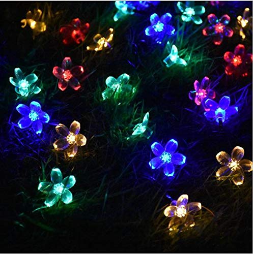 Remote Battery Operated Sakura String Lights 40 LED Flower Fairy Light on 16.4 ft PVC String 8 Lighting Mode with Timer and Dimmer Function + Remote Control for Indoor and Outdoor (sakura / Multicolor)