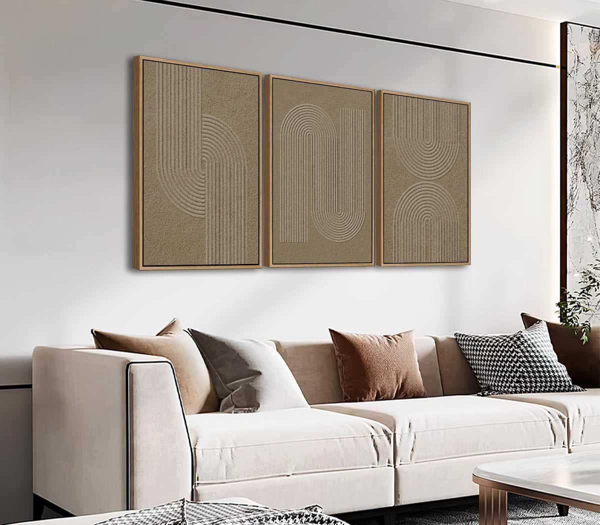 Minimalist Framed Wall Art (Brown Wabi-Sabi Abstract / 28"L x 20"W)
