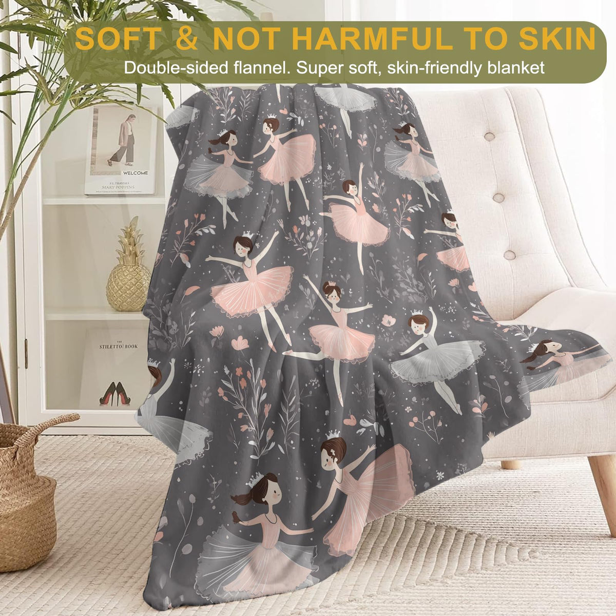 Ballet Dance Flannel Blanket (50x60in / Dance)