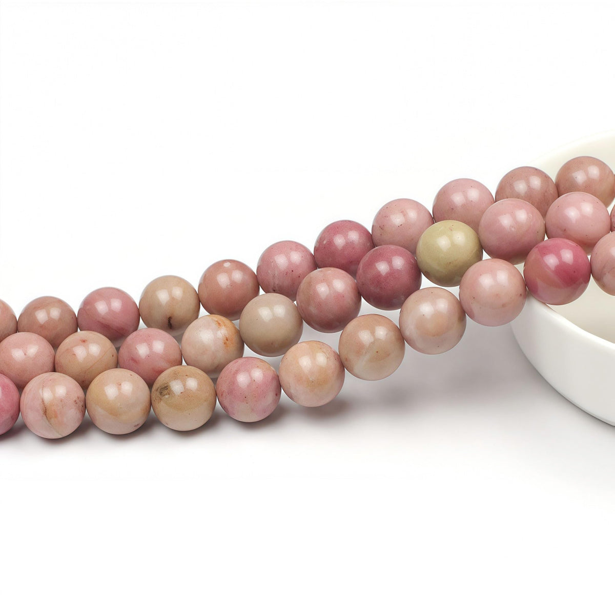 Natural Red Stripes Rhodonite Round Stone Beads for Jewelry Making DIY Bracelet Necklace (Red Stripes Rhodonite / 6mm)