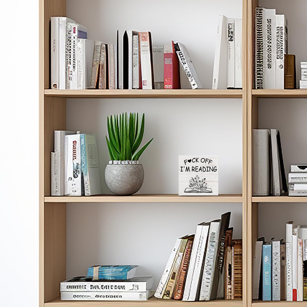 Book Lover Desk Decor Wood Box Sign (Reading)