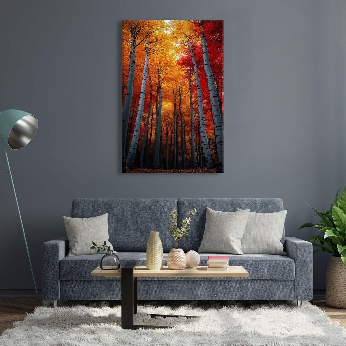 Vintage White Birch Tree Wall Art for Bedroom Nature Autumn Forest Wall Pictures Abstract Golden Leaf Canvas Prints Natural Botanical Photo Paintings Posters Large Artwork Bathroom Decorations 32x48" (32"L x 48"W / Fall01)