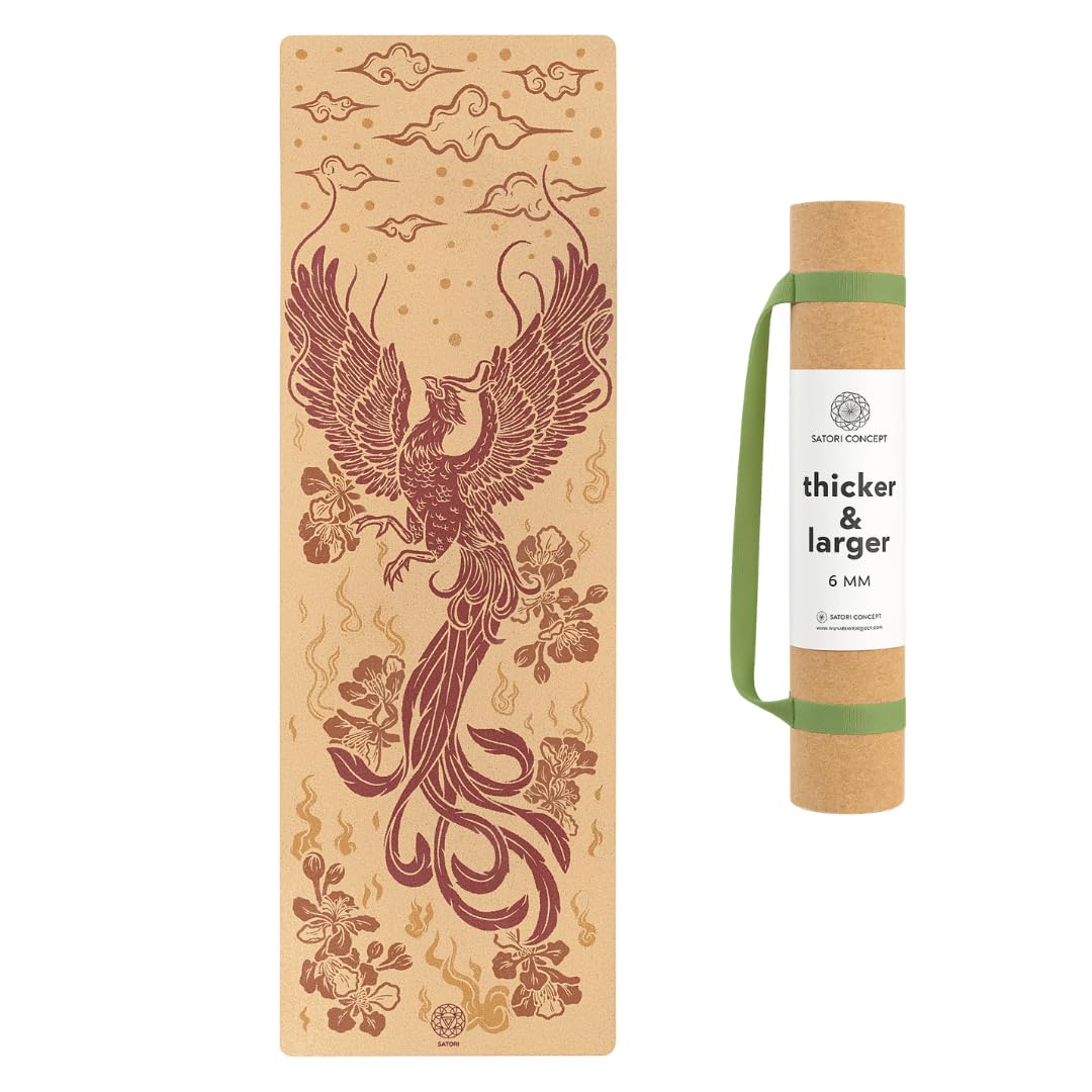 Cork Yoga Mat with Natural Rubber Base (Phoenix / 80 x 26 x 6 mm)