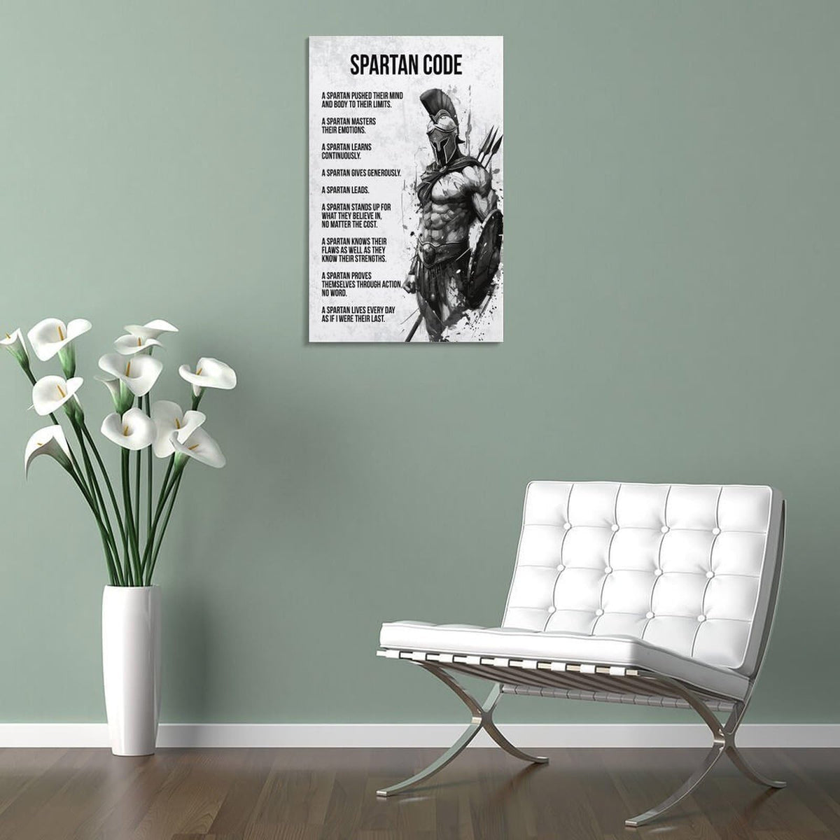 Spartan Code Motivational Quote Canvas Printing Wall Art Prints Wall Decor Posters Warrior Philosophy Monochrome Minimalist Living Room Bedroom Office Gym Study Decor 16x24inch (style-28 / 16x24inch(40x60cm) Frame)