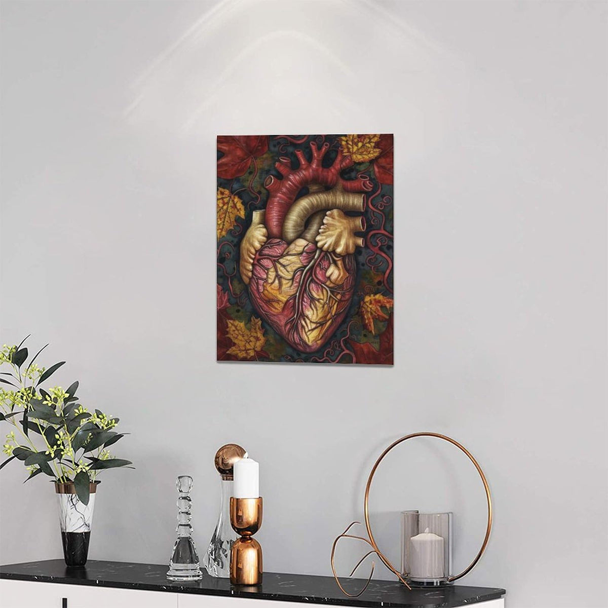 Heart Wall Art Human Heart Pictures Canvas Wall Decor Anatomy Aesthetic Painting Home Modern Artwork Decorations Framed for Nurse Office Bathroom Bedroom Living Room 12 x 16 inch (16"L x 12"W / Heart)