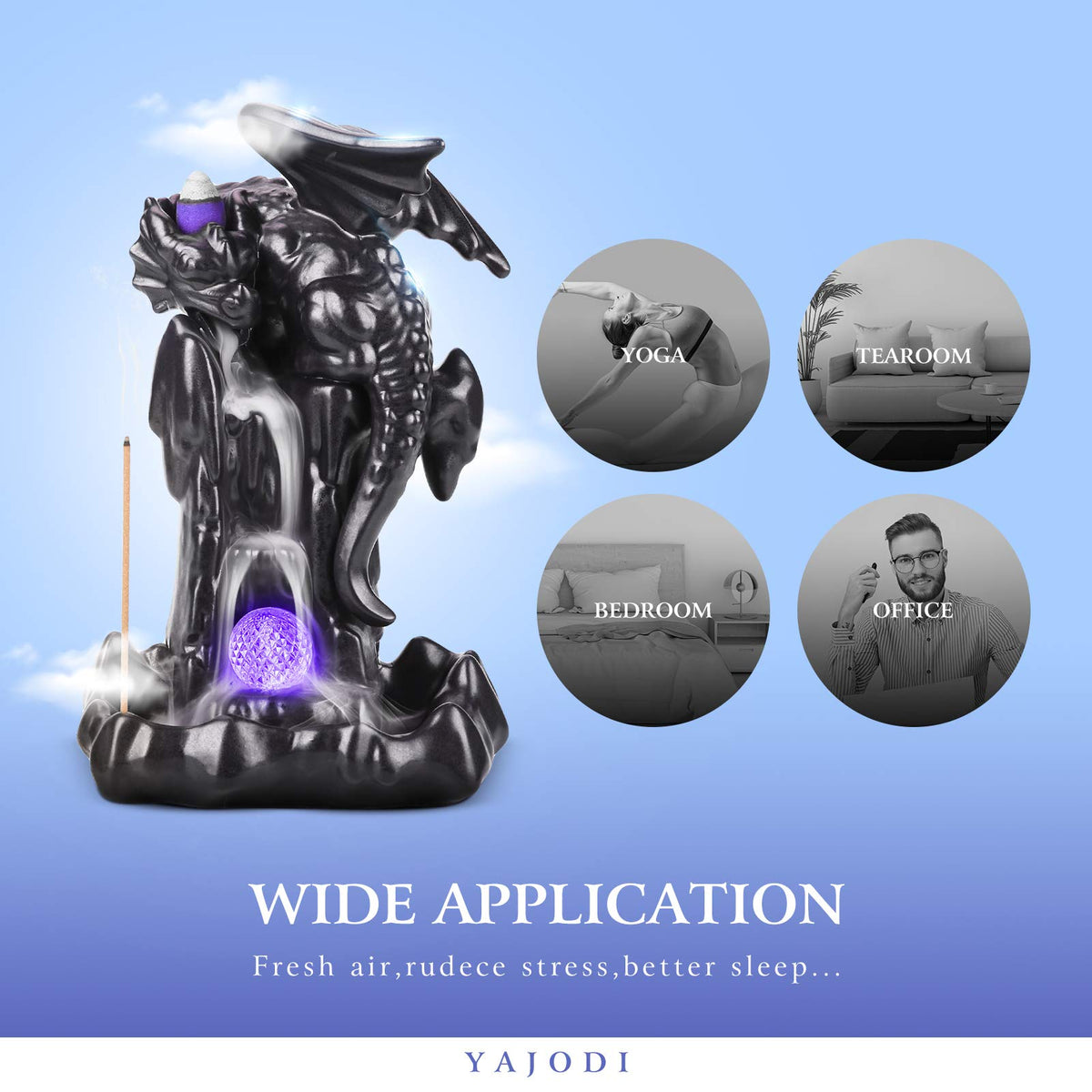 Dragon Backflow Incense Holder Waterfall Incense Burner (Black Brown)