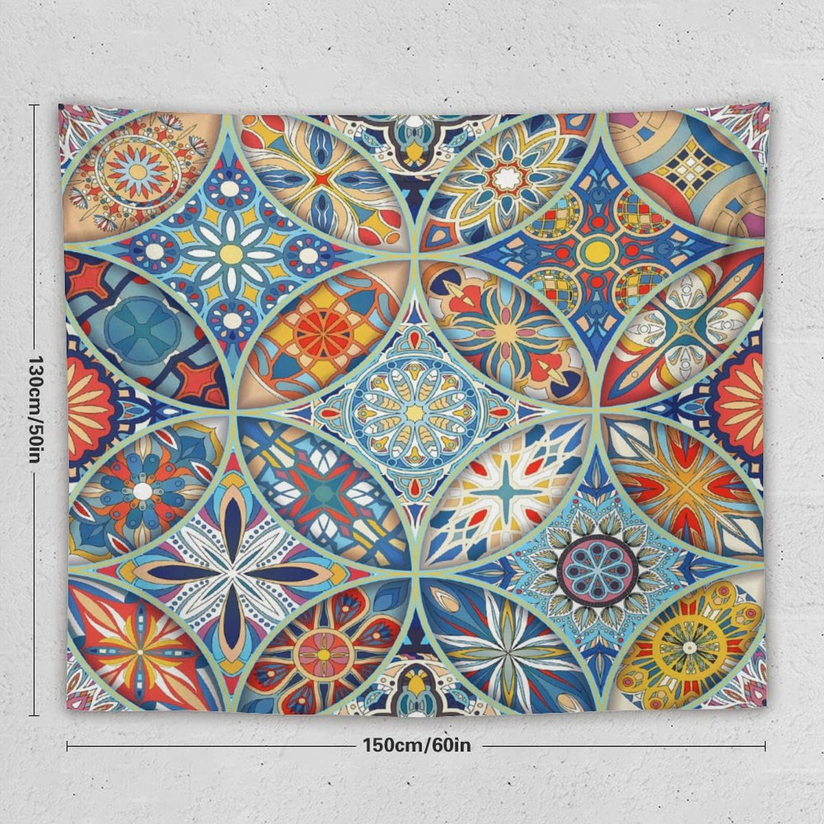 Boho Floral Tapestry Wall Hanging Colorful Bohemian Mandala Tapestries Home Decor for Living Room Bedroom Apartment Farmhouse Dorm 50"x60" (50"L x 60"W / Mandala-19)