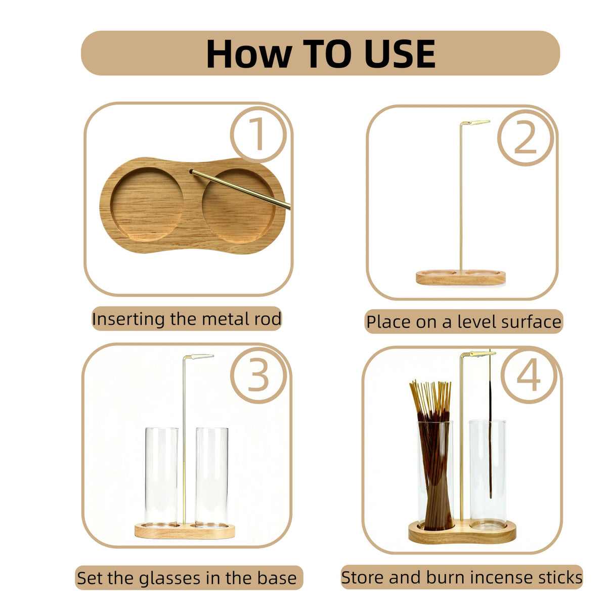 Glass Natural Incense Holder (Natural)