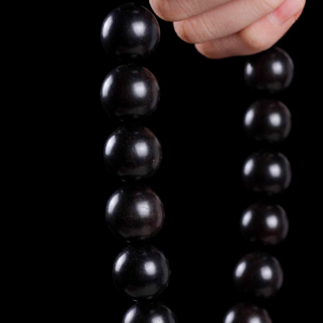 Unisex Natural Ebony Buddhist Prayer Bead Necklace Bracelet Tibetan Prayer Mala Beaded Black (20mm 21beads Boutique)