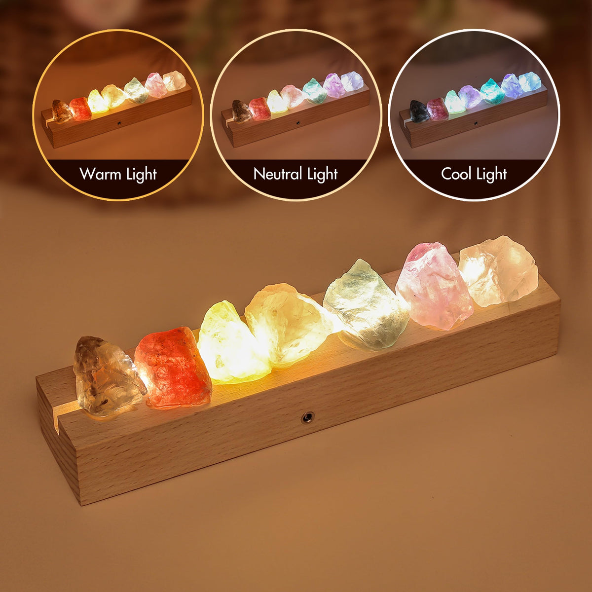 Healing Crystal Night Light (Rechargeable-7 chakral stones)