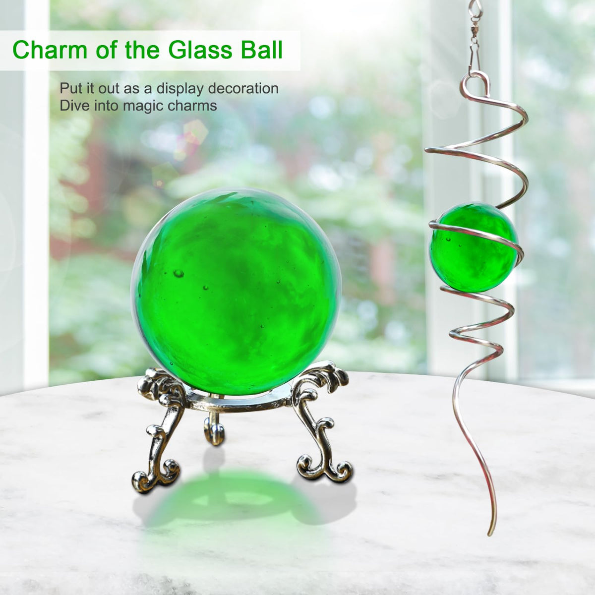 Wind Spinner Tail (Green Glass Orb)