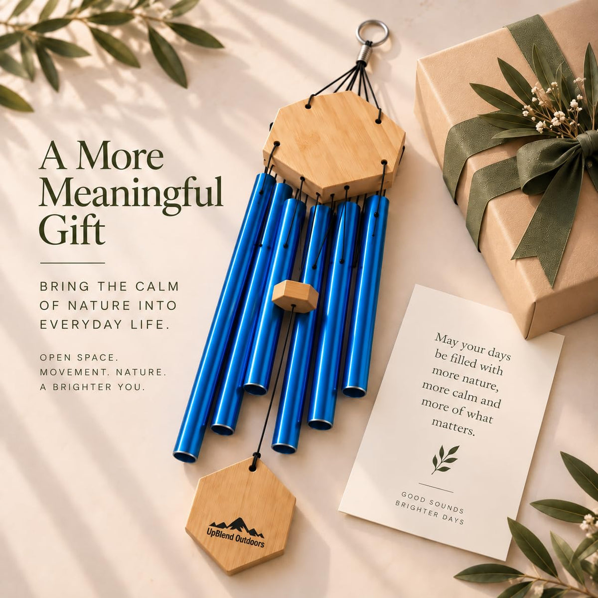 Royal Blue Wind Chimes for Outside (29" Blue)