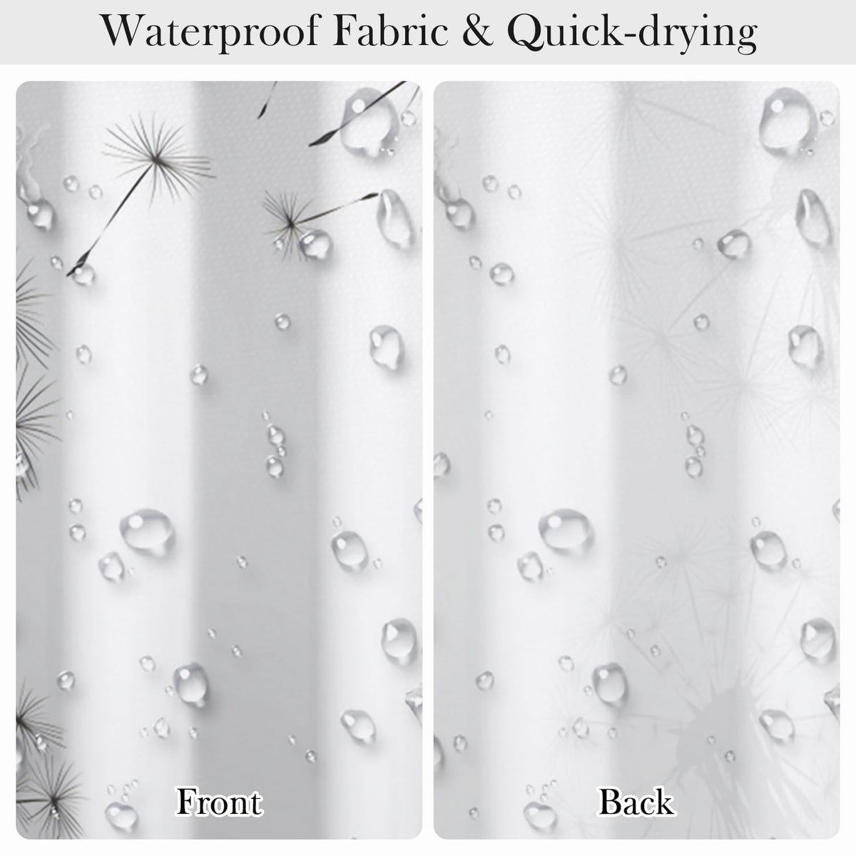 Modern Dandelion Shower Curtain 74 Inches Long (White Dandelion)