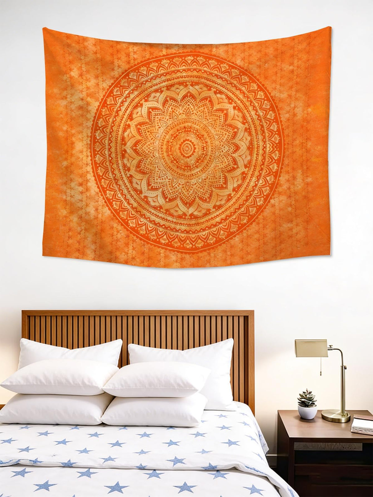 Popular Handicrafts Orange Mandala Tapestry Wall Hanging Psychedelic Aesthetic Indian Hippie Wall Decor Bohemian Wall Art Boho Home Decoration for Bedroom Living Room Dorm (Orange / 79"L x 59"W)