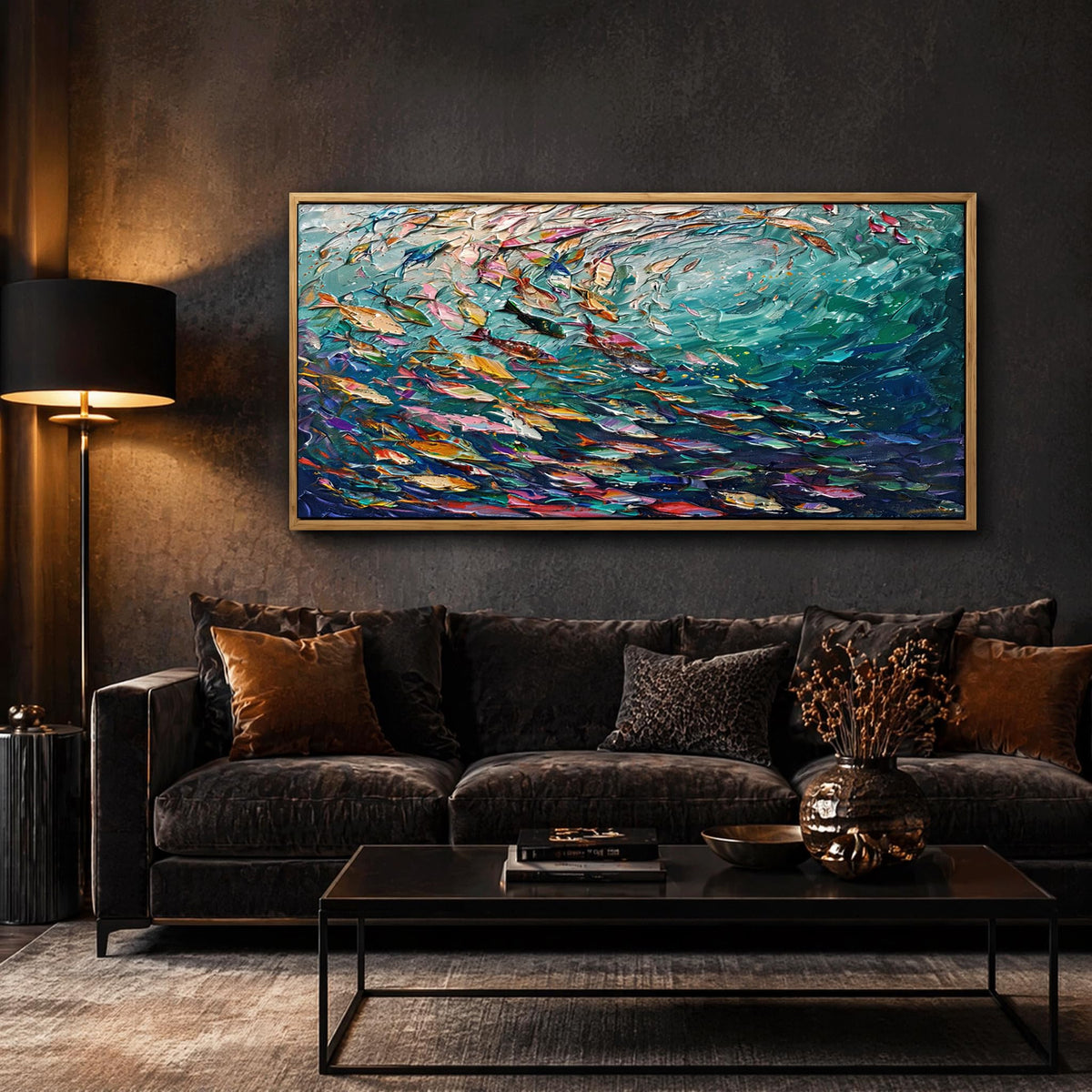 Abstract Ocean Wall Art (Fish / 48"L x 24"W)