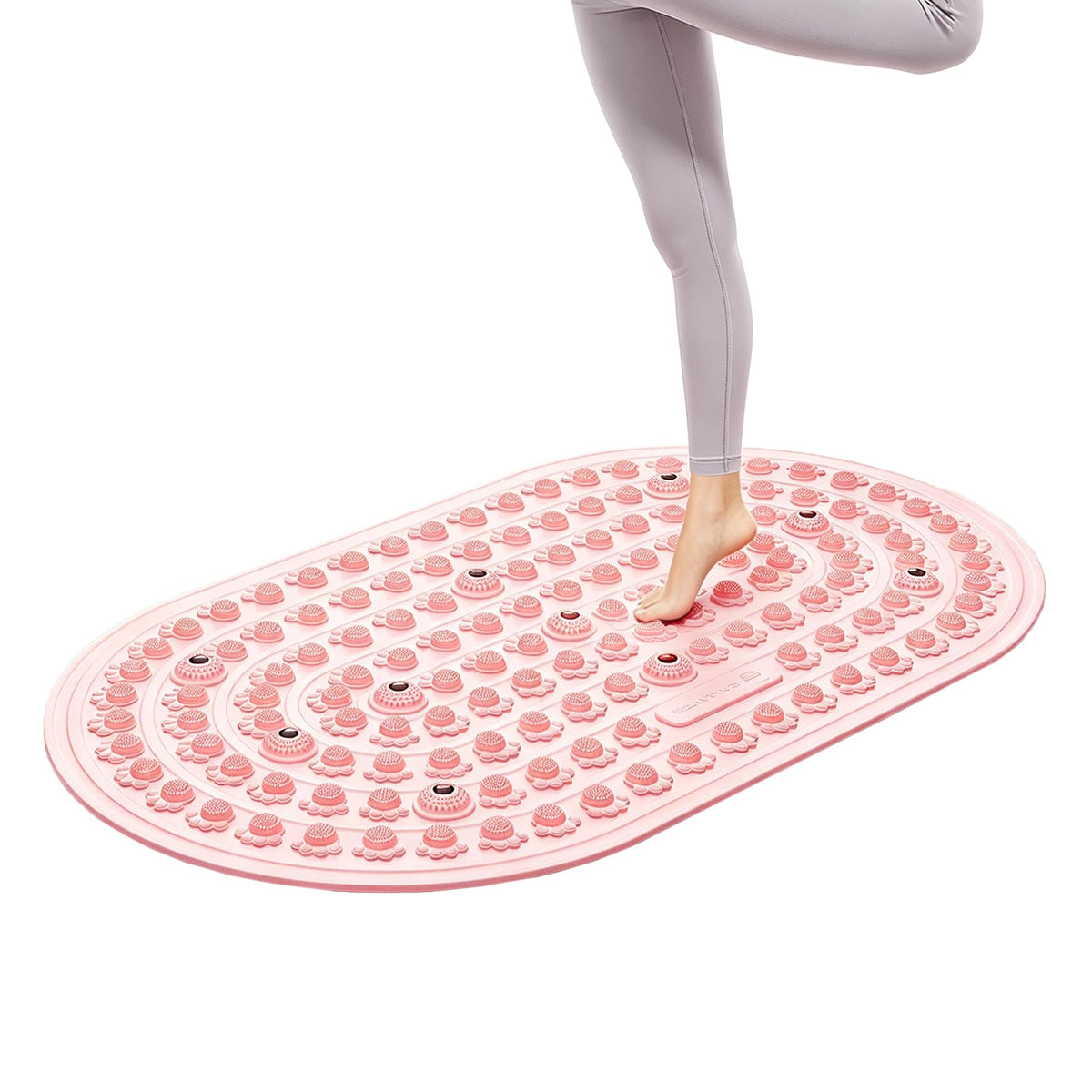 Reflexology Foot Massage Mat Acupressure Magnetic Walk Stone Pad Portable Foldable Feet Pressure Point Massager for Plantar Fasciitis Relief Home Office Pain Relief for Men Women (Pink)