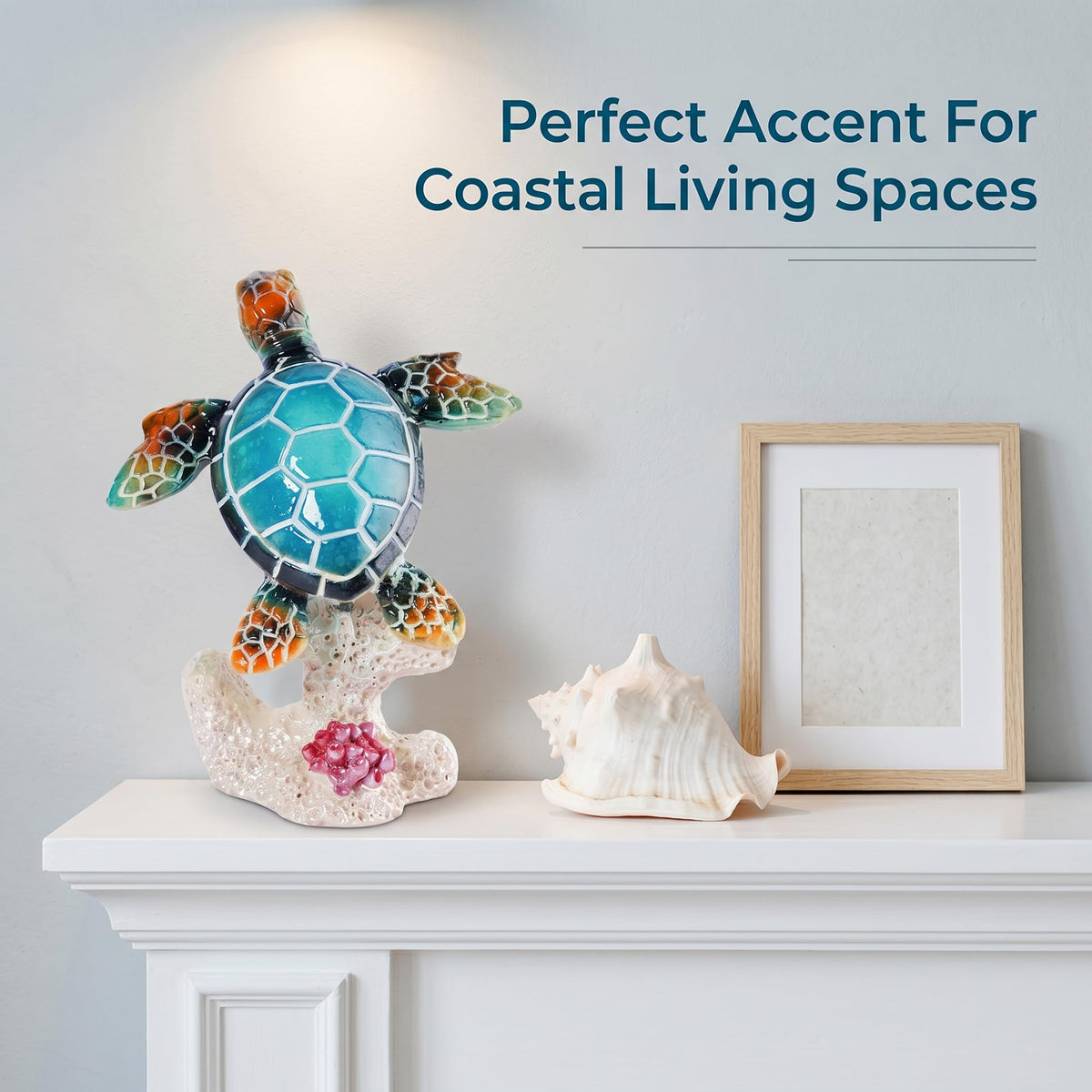 Turtle Ornament Sea Turtle Decor Statue (Blue D)