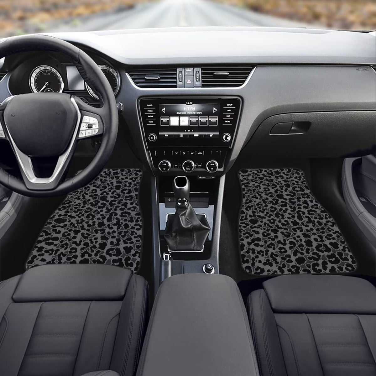 Black Leopard Car Floor Mats for Women Men Non Slip Floor Mats for Cars Rubber Wear Resistant Car Carpet Mat Set Cars Carpet Mat Protector Leopard Automotive Accessories (Black Leopard)