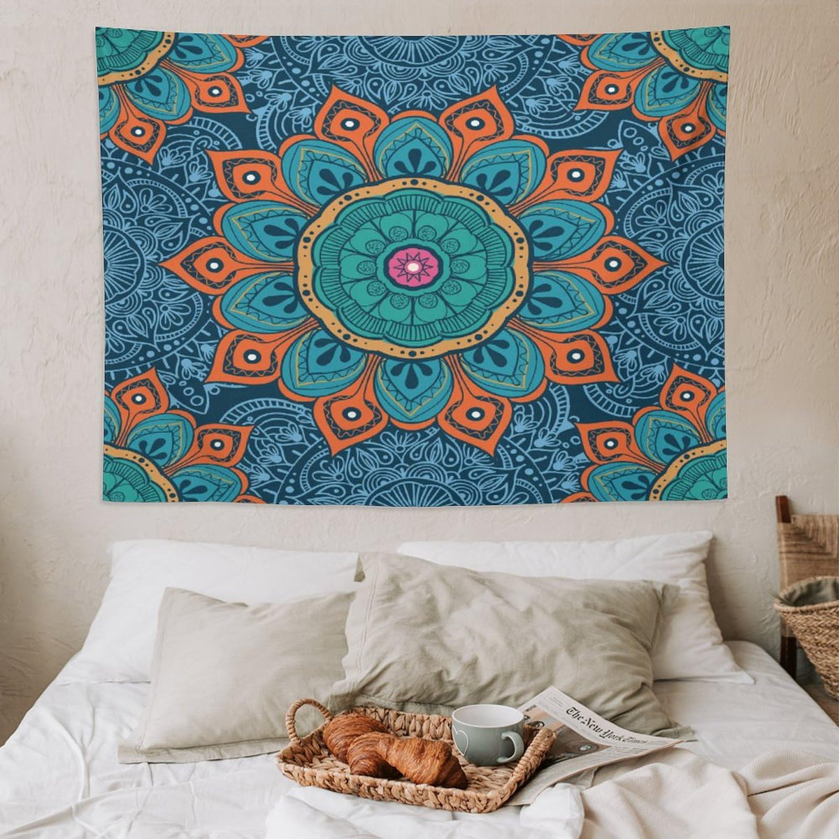 Abstract Mandala Tapestry Wall Hanging Indian Hippie Bohemian Art Floral Texture Pattern Tapestries Home Decor for Living Room Bedroom Kitchen Dorm 60"x80" (60"L x 80"W / Mandala-13)