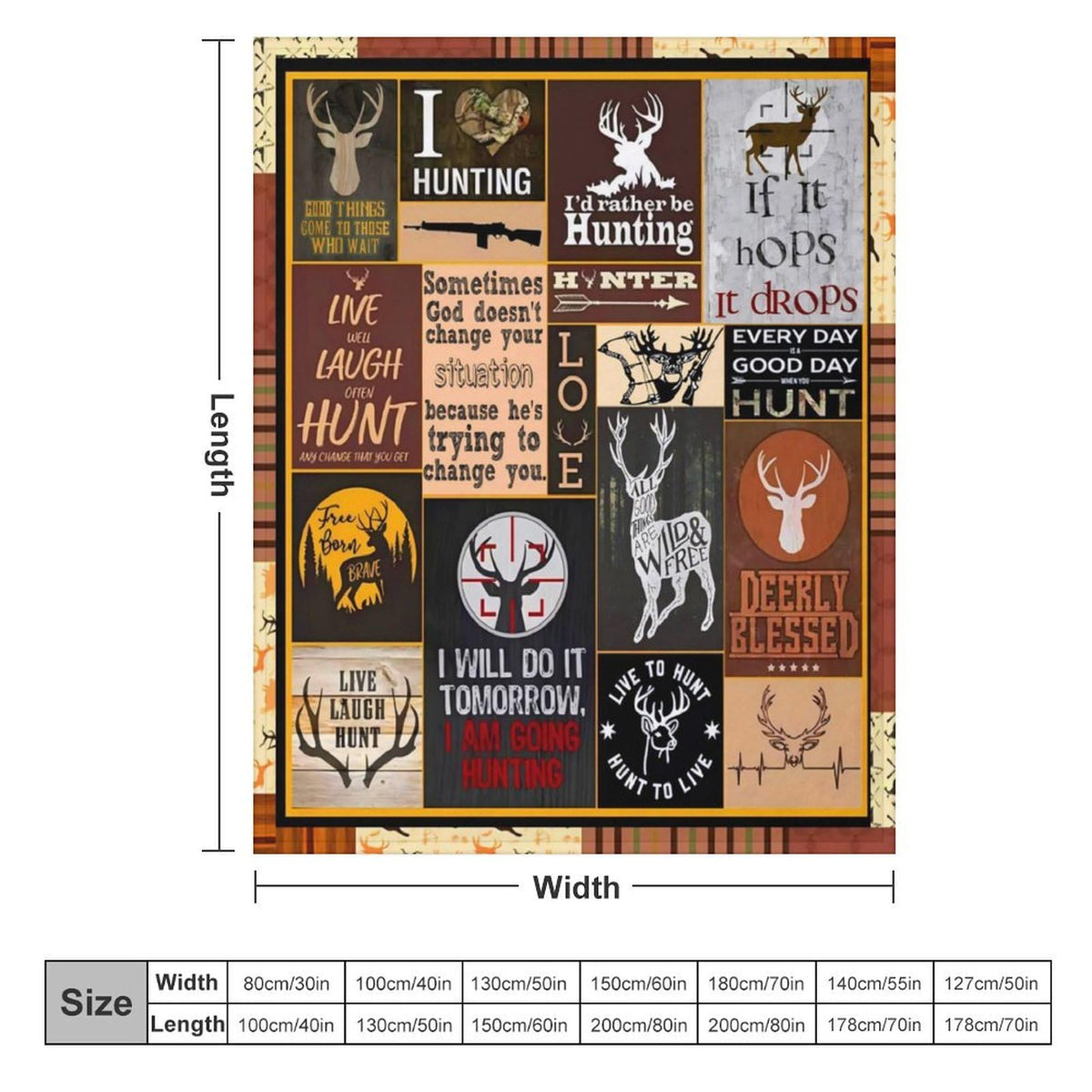 Super Soft Cozy Forest Fleece Deer & Elk Decor Picture Blanket for Men Hunters (50"x60" / Hunting)