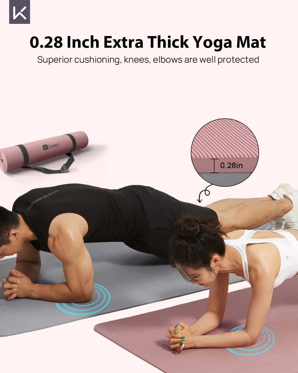 Non Slip Large Yoga Mat (Smoky Pink)