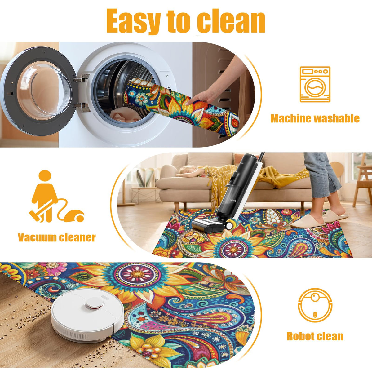 Colorful Mandala Flower Bath Mat for Bathroom (Colorful Mandala Flower)