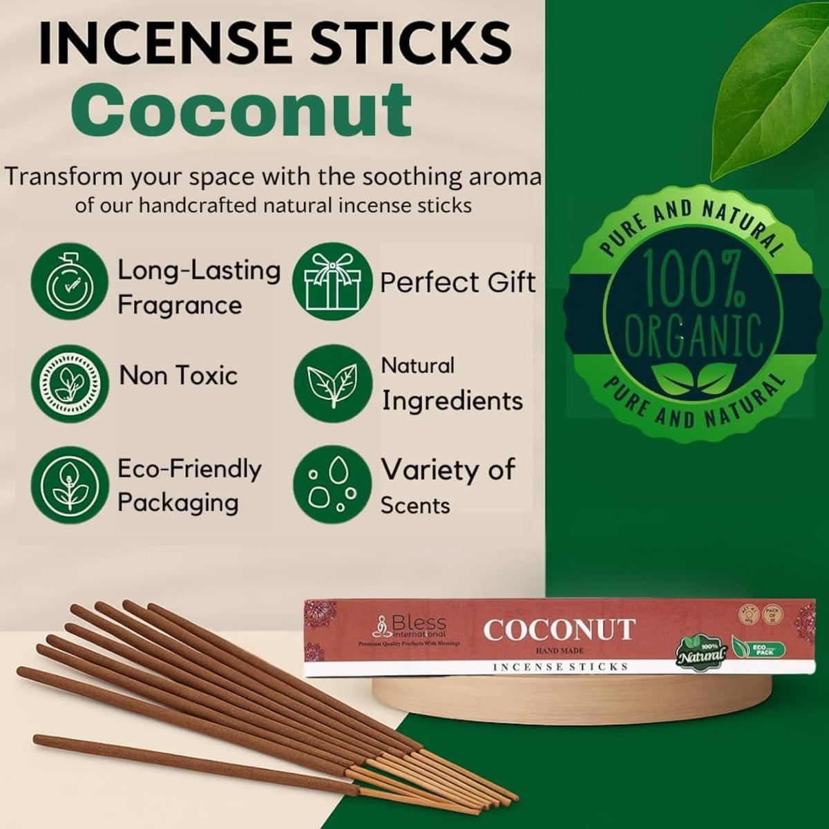 Bless Organic (Coconut / 500 Sticks (26 OZ/750 GM))