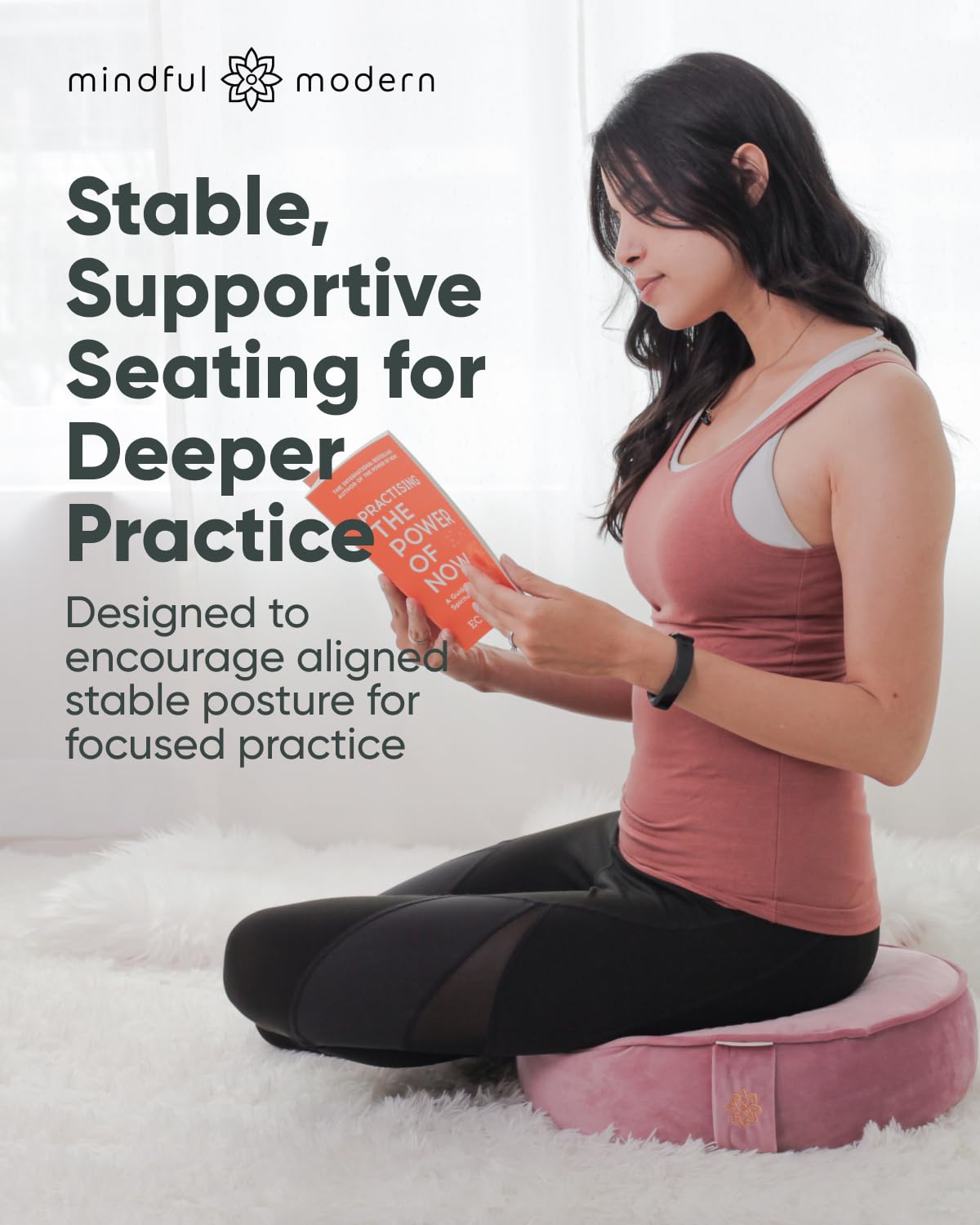 Mindful & Modern Velvet Meditation Cushion (Blush Pink)