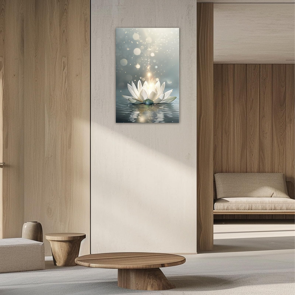 Lotus Flower Wall Art Blooming Floral In Water Painting Zen Spiritual Canvas Print Meditation Art for Living Room Yoga Studio Wall Decor (Artwork-5 / 36"L x 24"W)