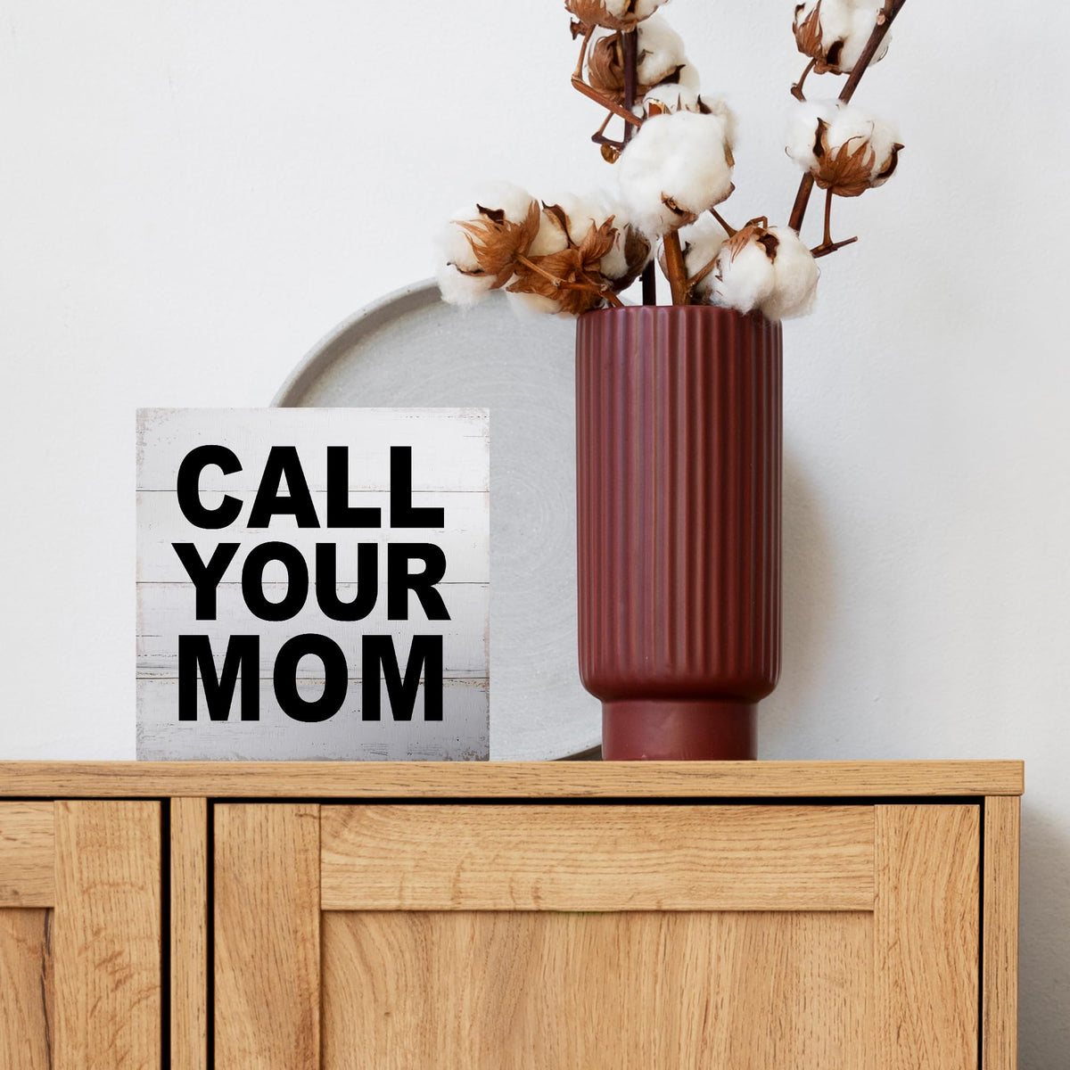 Call Your Mom Wood Box Sign (Ivory)