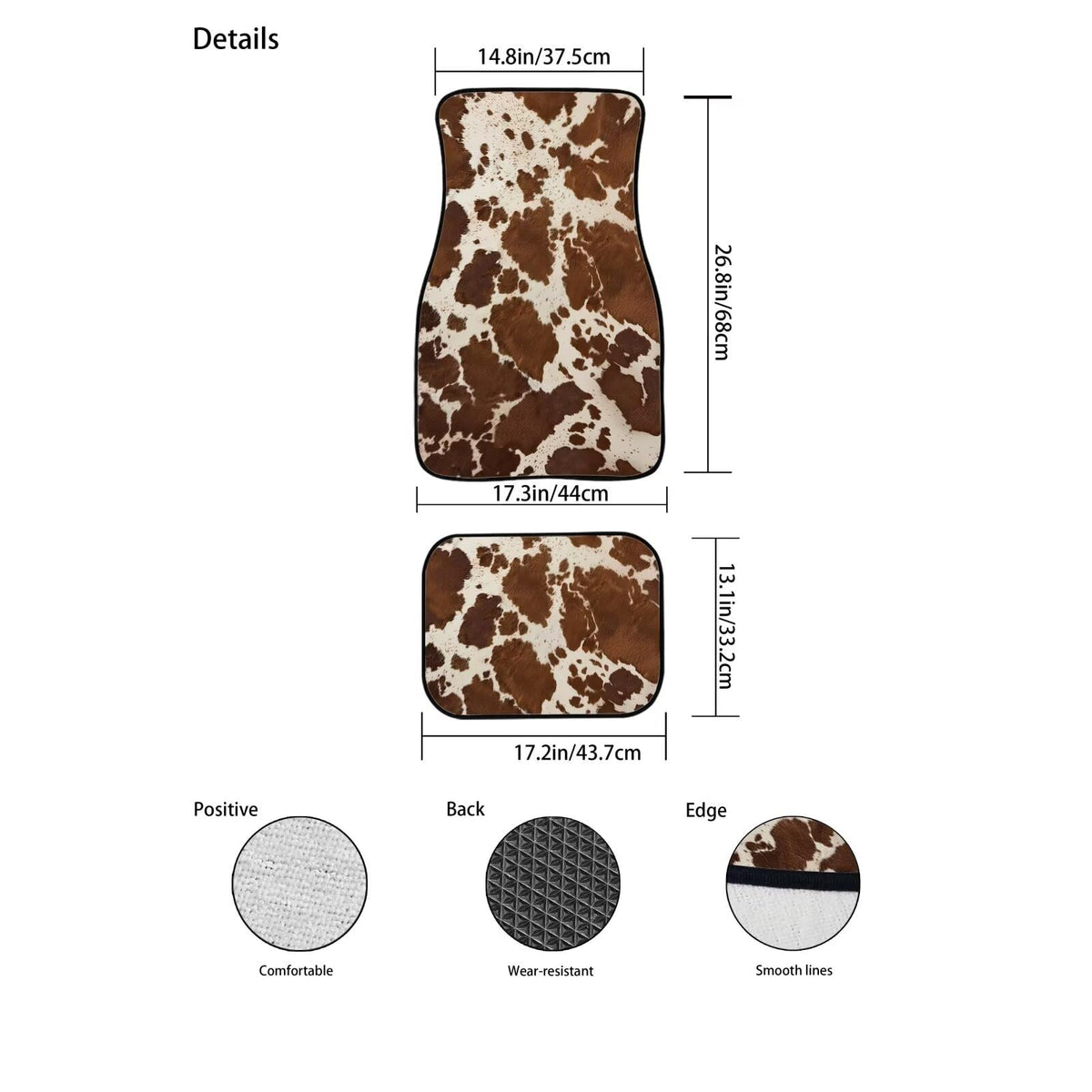 Brown Cow Auto Floor Mats Rubber Car Floor Mats Non Slip Foot Pads for Cars Automotive Carpet Mat Protector Universal Auto Vehicle SUV Van Vehicle Truck (Brown Cow)